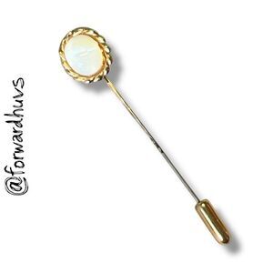 Vintage Gold Tone Stick Pin – Faux Moonstone – 2.5”